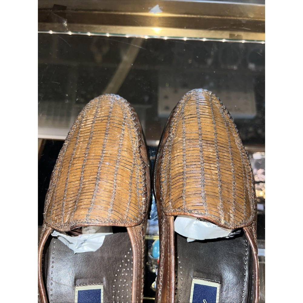 Bragano Cole Haan Men's Brown Woven Leather Loafers Italy 9.5M - Picture 7 of 8